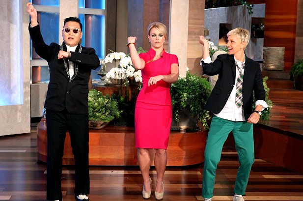 Ngày 11/9 thì anh được mời đến "The Ellen DeGeneres Show" để dạy cho công chúa nhạc pop Britney Spears cách nhảy điệu Gangnam Style độc đáo mang thương hiệu của chính anh.